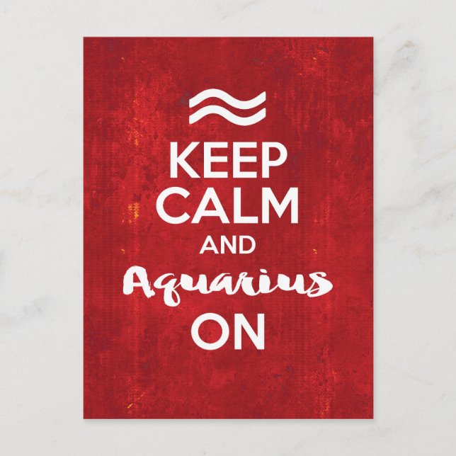 Postal Mantener Tranquilo Aquarius En Astrología De Cumpl (Anverso)