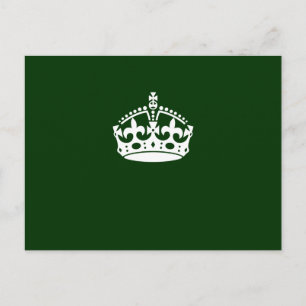 Postal Mantener tranquilo icono de la corona en el verde 