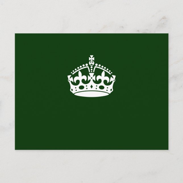 Postal Mantener tranquilo icono de la corona en el verde  (Anverso)