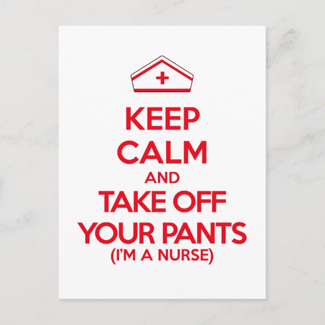 Postal Mantenga la calma y quite sus pantalones (Anverso)