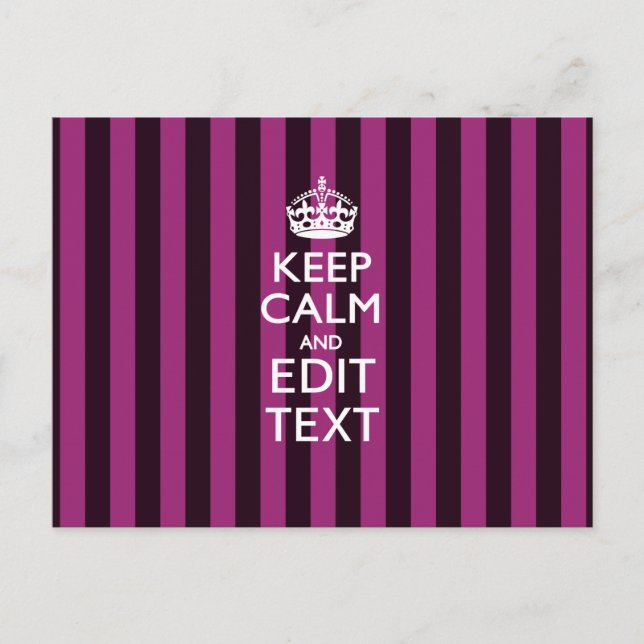 Postal Mantengan la calma en su texto Fuchsia Stripes (Anverso)