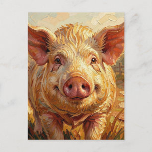 Postal Manténgase en contacto con este adorable cerdo
