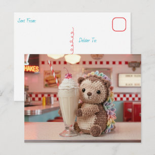 Postal Manteniéndose en Contacto Erizo y Batido