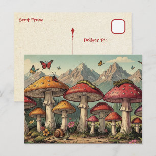 Postal Manteniéndose en contacto Hongos caprichosos