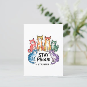 Postal Mantente orgulloso - Gato arcoiris Orgullo LGBTQ