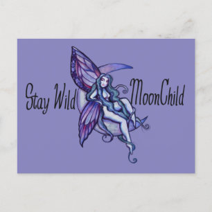 Postal Mantente salvaje MoonChild Moon Child Fairy Purple
