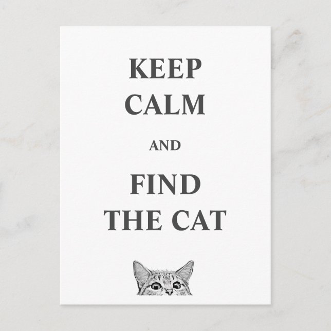 Postal Mantente tranquilo y encuentra al gato (Anverso)