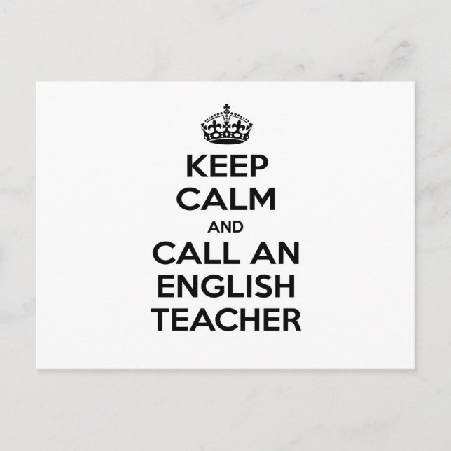 Postal Mantente tranquilo y llama a un profesor de inglés (Anverso)