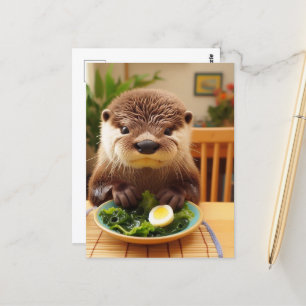 Postal Mantequilla adorable con ensalada