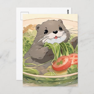 Postal Mantequilla Adorable Con Ensalada De Algas Marinas