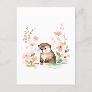 Postal Mantequilla Adorable Con Flores