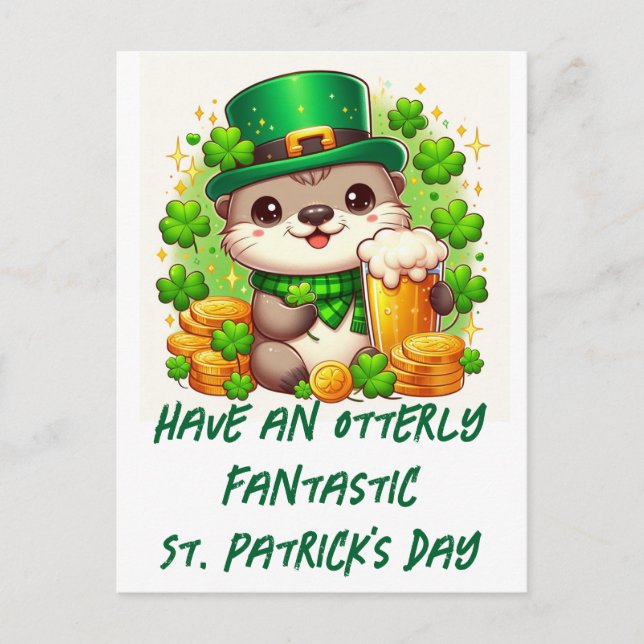 Postal Mantequilla de Día Adorable St Patricks con cervez (Anverso)