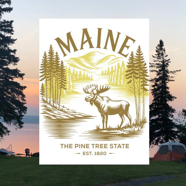 Postal Mantiene El Estado Del Pino. Moose Travel 1820 (Maine The Pine Tree State Est. 1820 Moose Travel Postcard
)