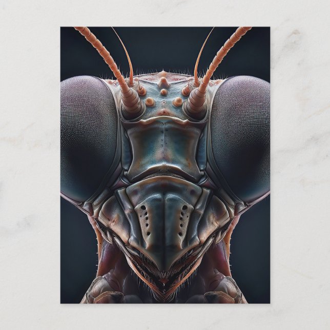 Postal Mantis religiosa primer plano macro (Anverso)