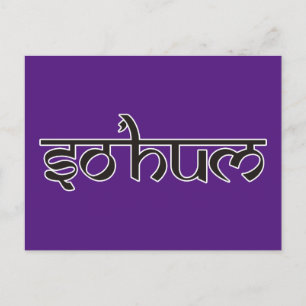 Postal Mantra SO HUM - contorno blanco y negro plano