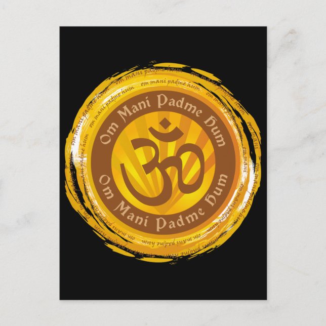 Postal Mantra tibetana con símbolo de aluminio (Anverso)