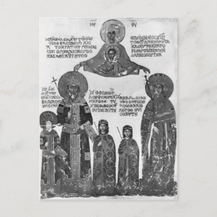 Postal Manuel Palaeologus protegido por la Virgen María