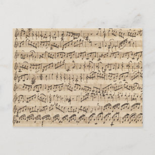 Postal manuscrita de música de hoja de cosecha