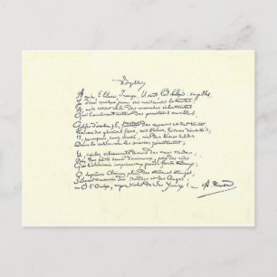 Postal manuscrito autógrafo de Voyelles (Rimbaud)