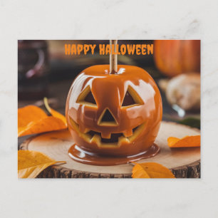Postal manzana de carm tallada como jack o lantern hallow