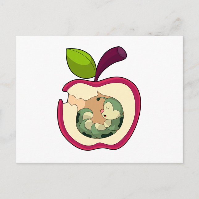 Postal Manzana de orugas (Anverso)