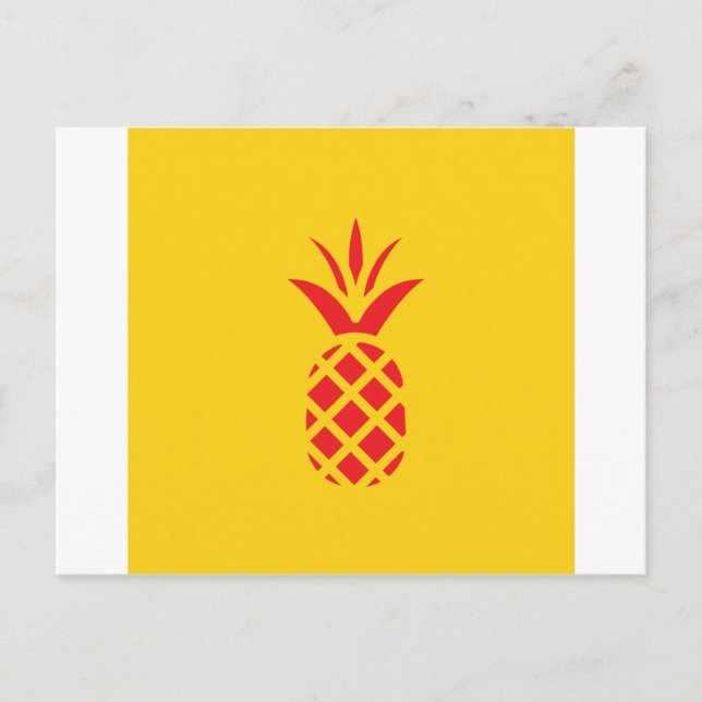 Postal Manzana de pino rojo en amarillo. (Anverso)