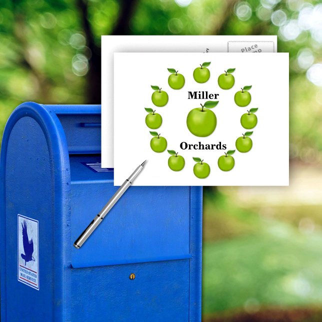 Postal Manzana, Granny Smith (Granny Smith Postcard. Customize with your text. 
It’s Apple Time!, my original drawing.. )