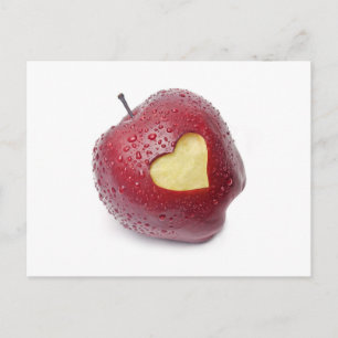 Postal Manzana roja fresca con un símbolo en forma de