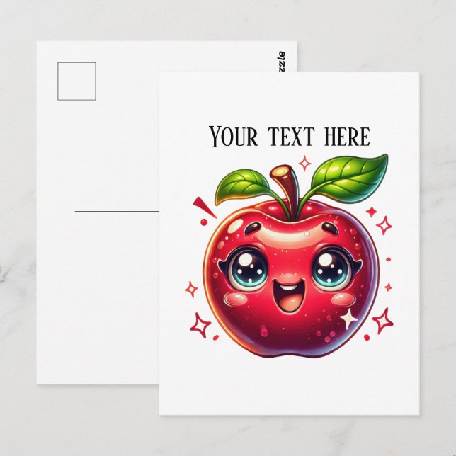 Postal Manzana roja linda personalizable  (Anverso / Reverso)