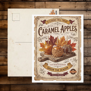 Postal Manzanas de Caramelo Vintage Bendiciones de Otoñ