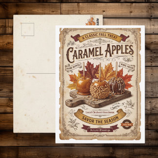 Postal Manzanas de Caramelo Vintage | Bendiciones de Otoñ