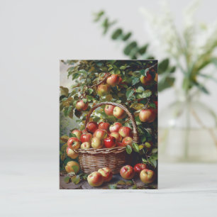 Postal Manzanas en una cesta de pintura de vida fija