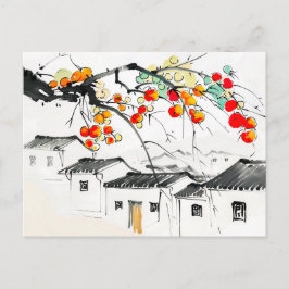 Postal Manzanas maduras en una aldea china de montaña