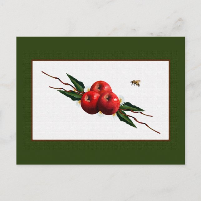 Postal Manzanas Rojas a la Acuarela (Anverso)