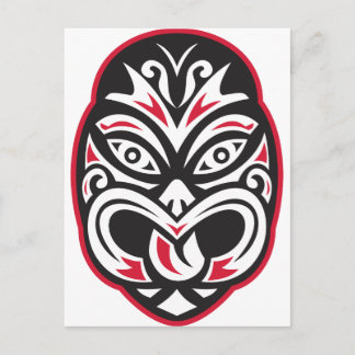 Postal maori tiki moko máscara de tatuaje