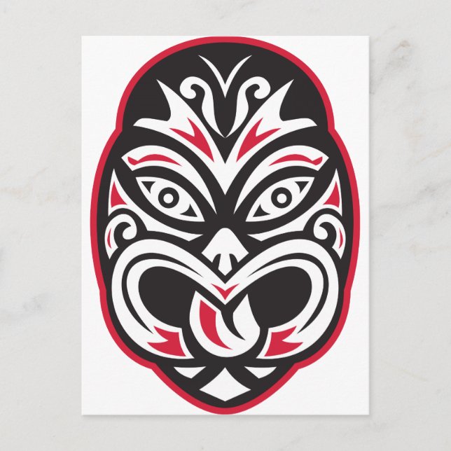 Postal maori tiki moko máscara de tatuaje (Anverso)