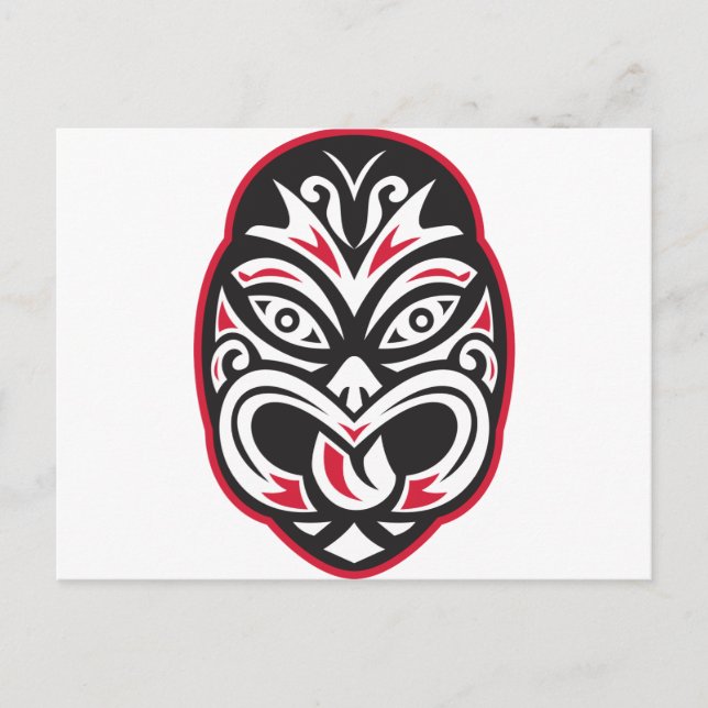 Postal maori tiki moko máscara de tatuaje (Anverso)