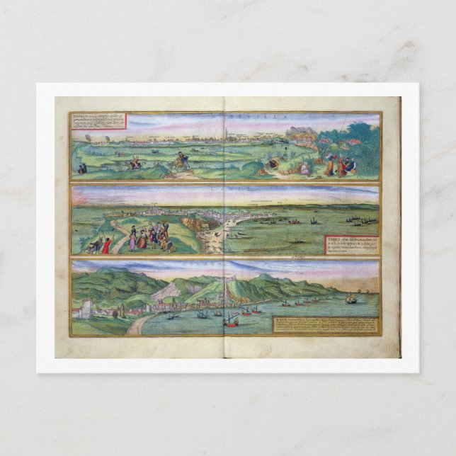 Postal Map of Seville, Cadiz, and Malaga, from 'Civitates (Anverso)