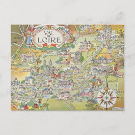 Postal Map of the Loire Valley of France Postcard