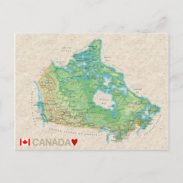 Postal MAP POSTCARDS Canadá (Anverso)
