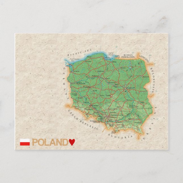 Postal MAP POSTCARDS (HB) Polonia (Anverso)