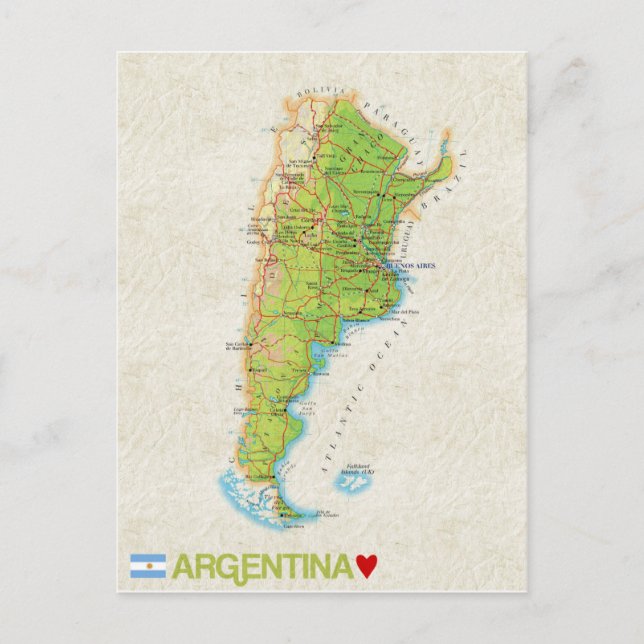 Postal MAP POSTCARDS (HH) Argentina (Anverso)
