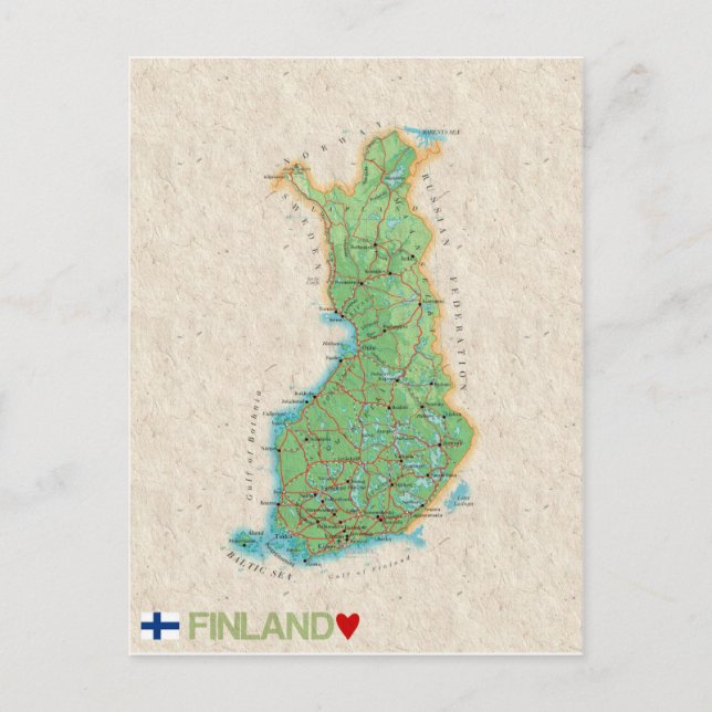 Postal MAP POSTCARDS (HH) Finlandia (Anverso)