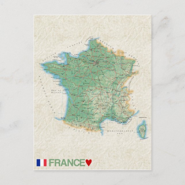 Postal MAP POSTCARDS (HH) Francia (Anverso)