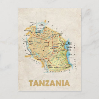 Postal MAP POSTCARDS (HH) Tanzania