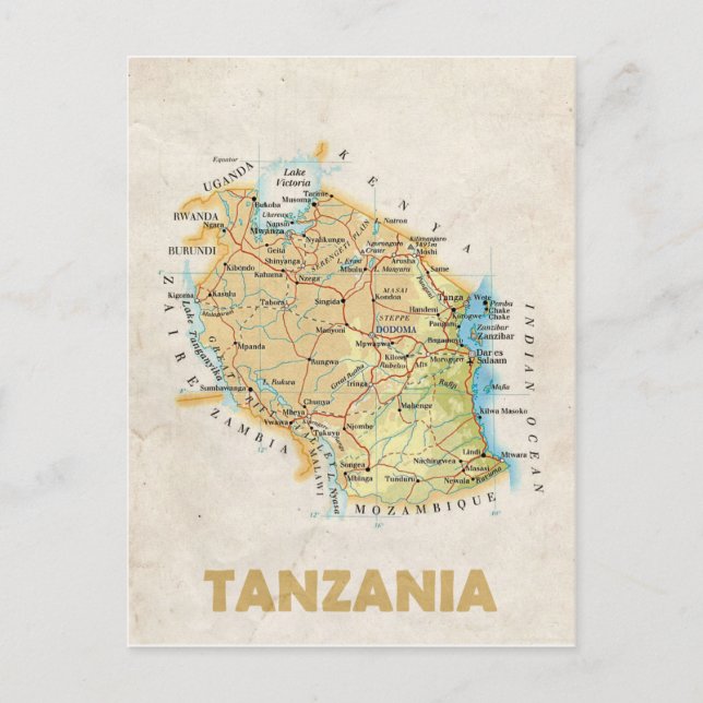 Postal MAP POSTCARDS (HH) Tanzania (Anverso)