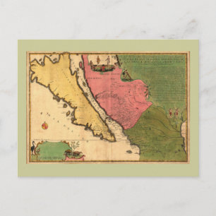 Postal Mapa 1720 - La Californie ou Nouvelle Caroline