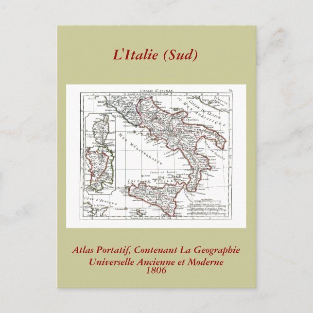 Postal Mapa 1806 - L'Italie (Sud) (Anverso)