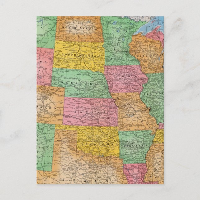 Postal Mapa 3 de los Estados Unidos (Anverso)