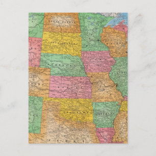Postal Mapa 3 de los Estados Unidos